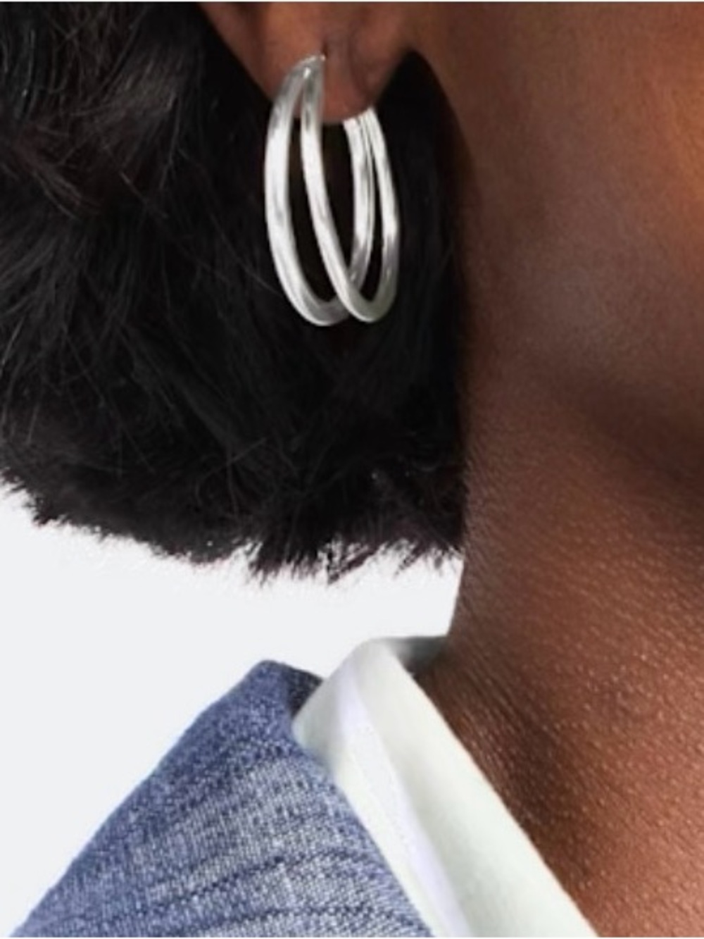 Classic Ralph Lauren Silver Double Hoop Earrings for Women